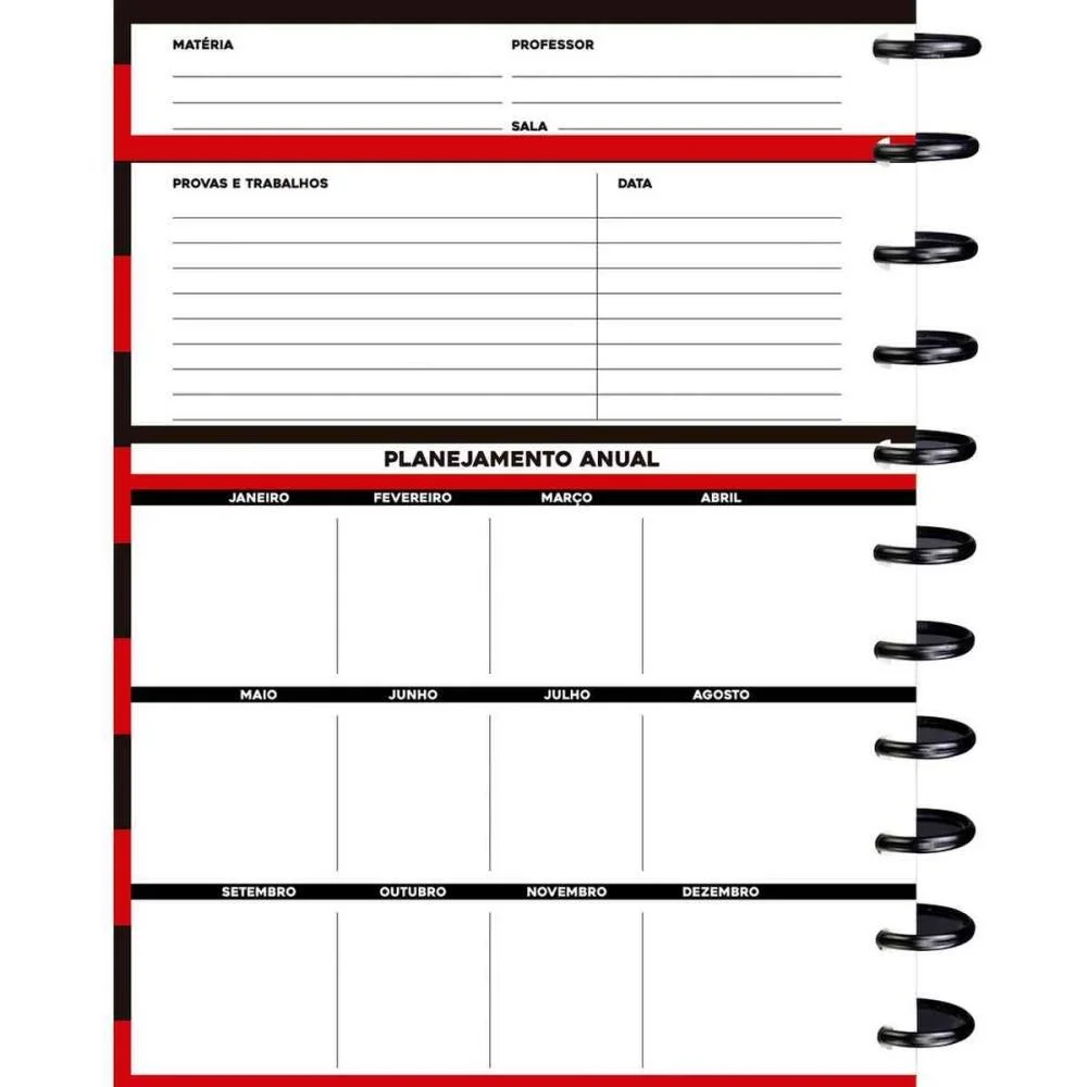 Caderno 10X1 Capa Dura Flamengo Mod.1- Disco 160Fls Kit - imagem 6