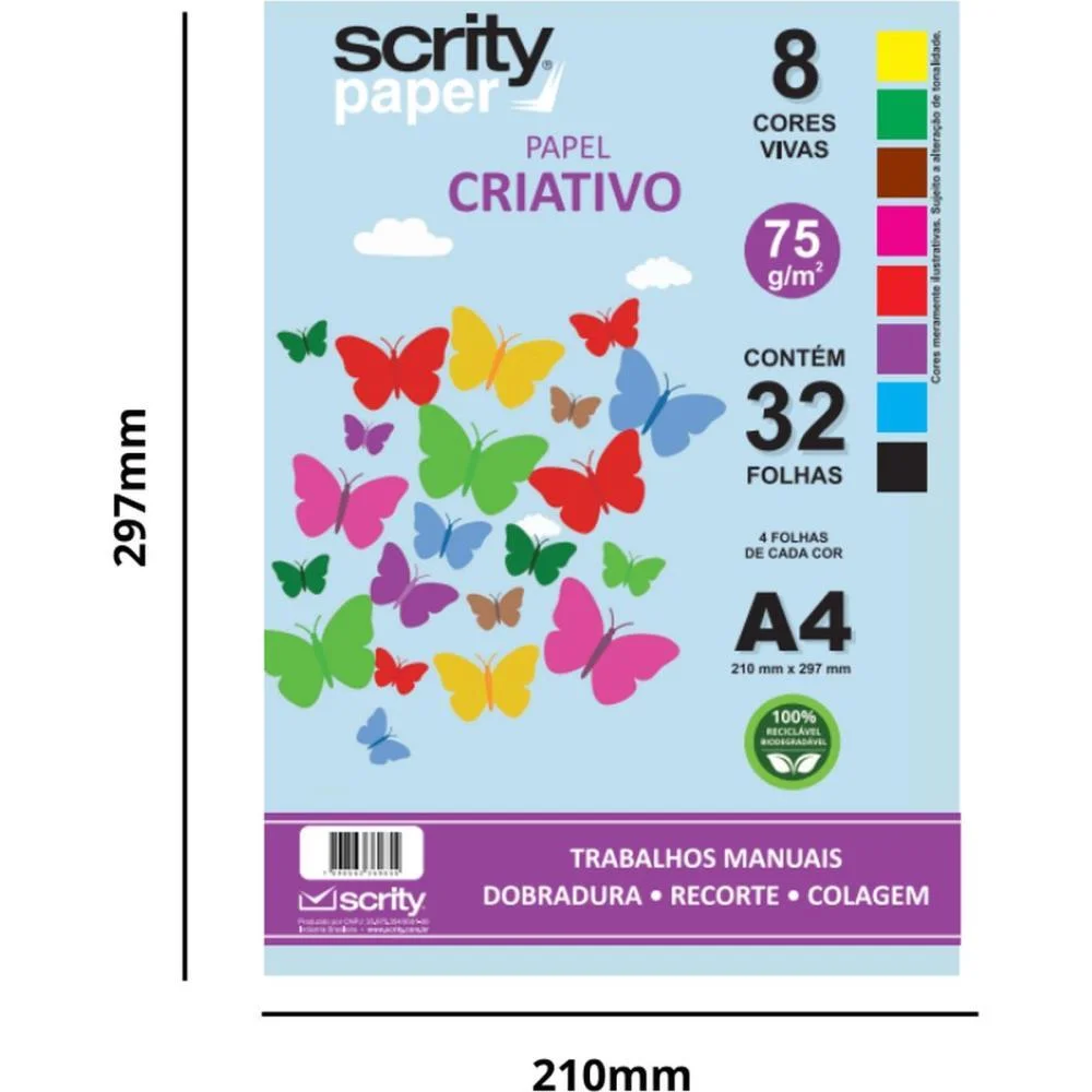 Bloco Para Educacao Artistica Color Set 8 Cores 110G 24Fls Scrity (Pacote) - imagem 3