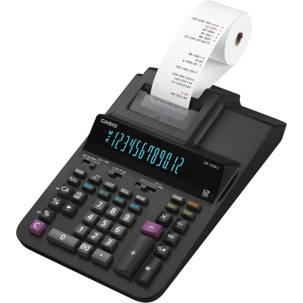 Calculadora De Impressao 12Dig.reimpressao Preta Bivolt Casio - imagem 3