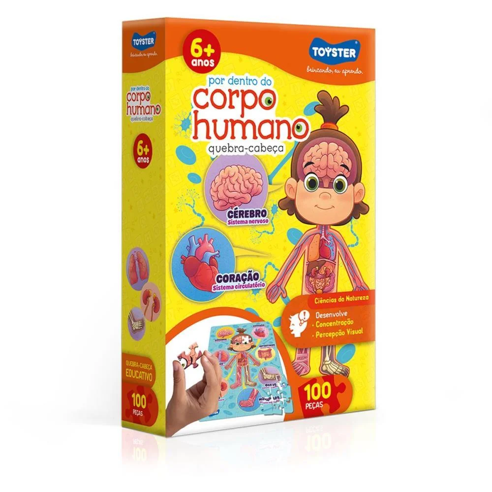 Quebra-Cabeca Cartonado Corpo Humano 100 Pecas Toyster - imagem 3