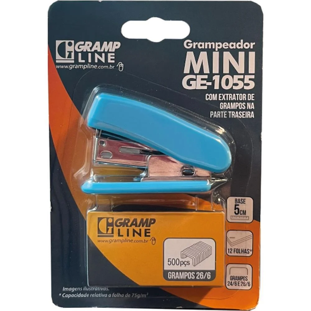 Grampeador Mini P/12Fls Ge-1055 Plast.c/500Gra Gramp Line (Blister) - imagem 13