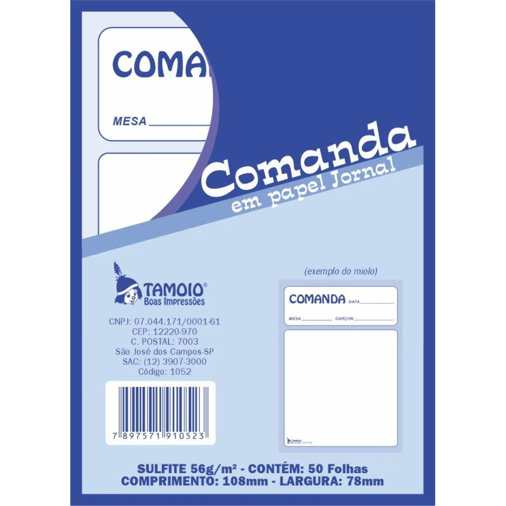 Impresso Talao Comanda Jornal 50F.80Mmx110Mm Tamoio (Pct.c/05) - imagem 4