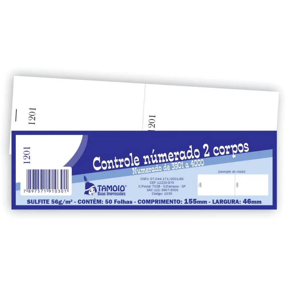 Impresso Talao Controle 2 Corpos 100Fls. Tamoio (Pct.c/05) - imagem 3