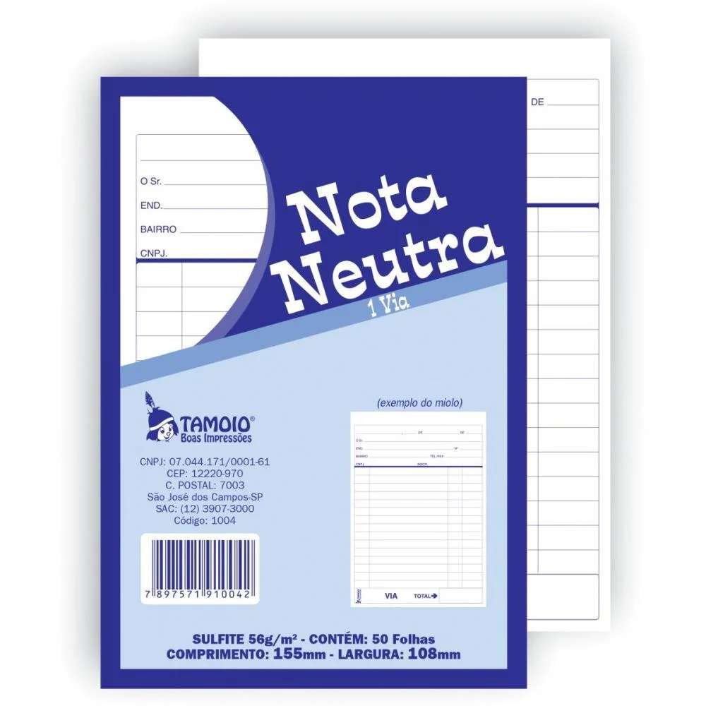 Impresso Talao Nota Neutra 1/32 50Fls. 1Via Tamoio (Pct.c/05) - imagem 2