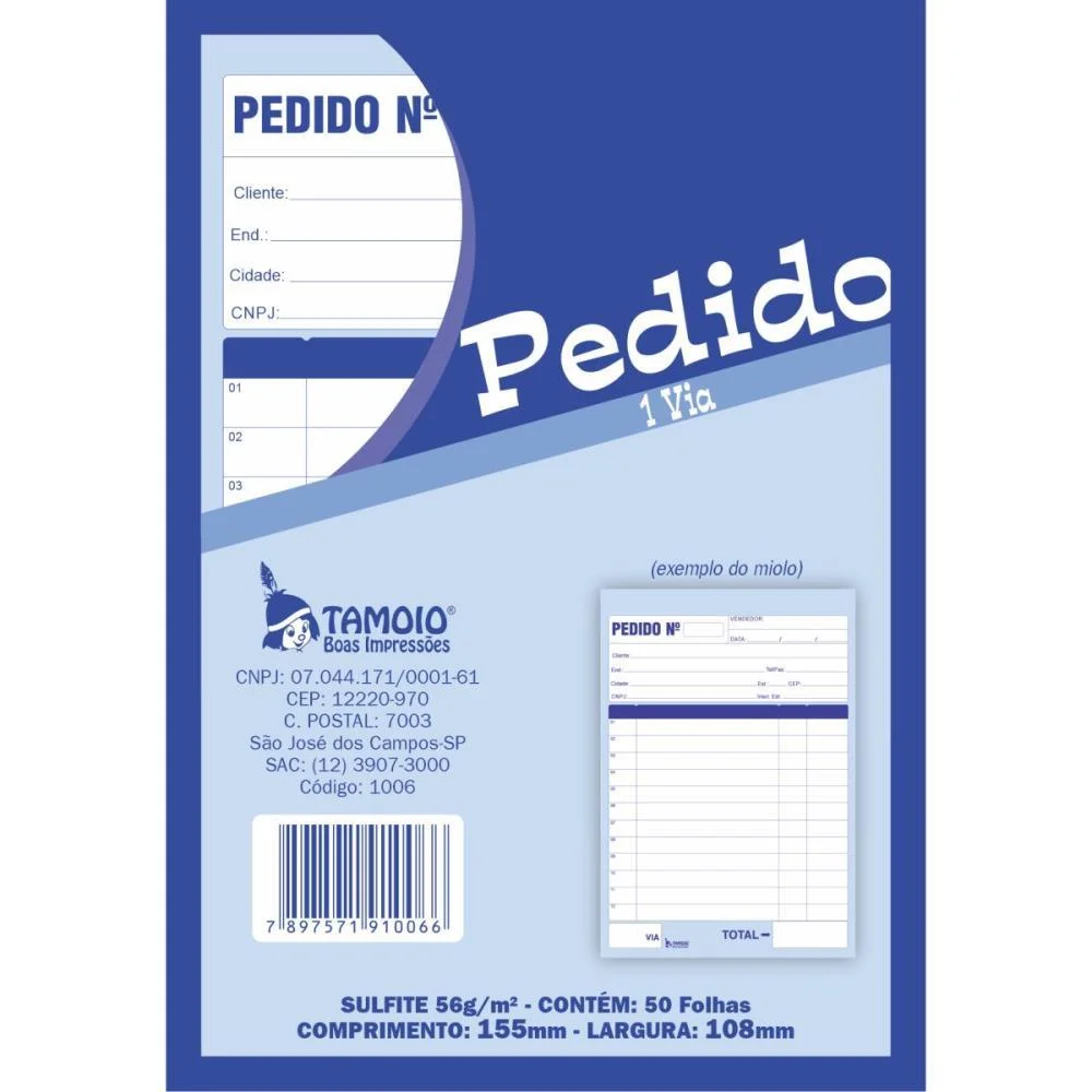 Impresso Talao De Pedido 1/36 1 Via 50 Folhas Tamoio (Pct.c/05) - imagem 4