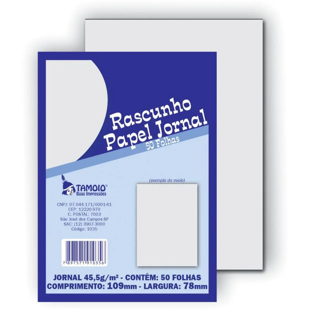 Bloco Para Rascunho Jornal 1/72 50Fls 78X109Mm Tamoio (Pct.c/05) - imagem 2