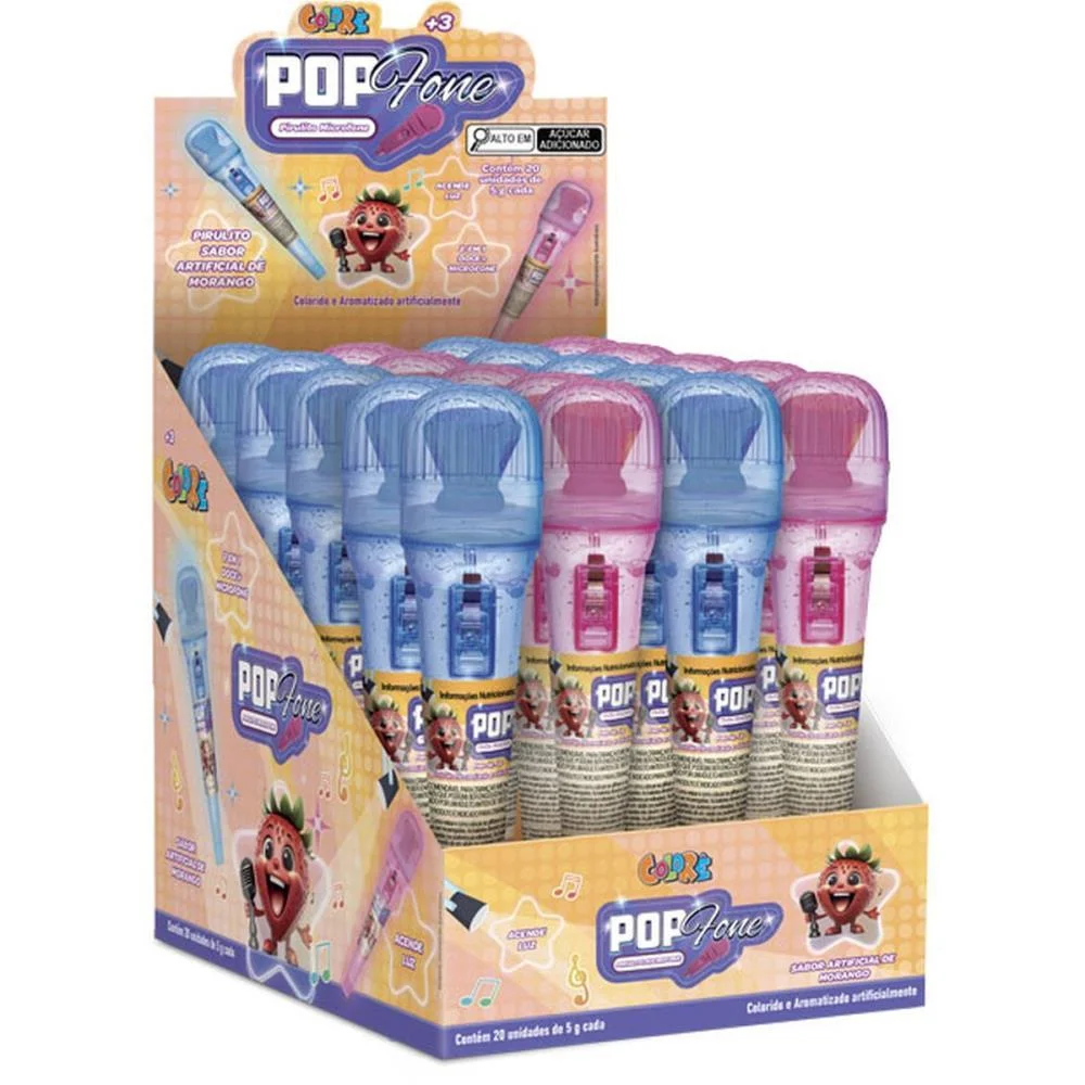 Doce Pop Fone Pirulito+Microf C/Luz Colore C/ 20 Unidades - imagem 5