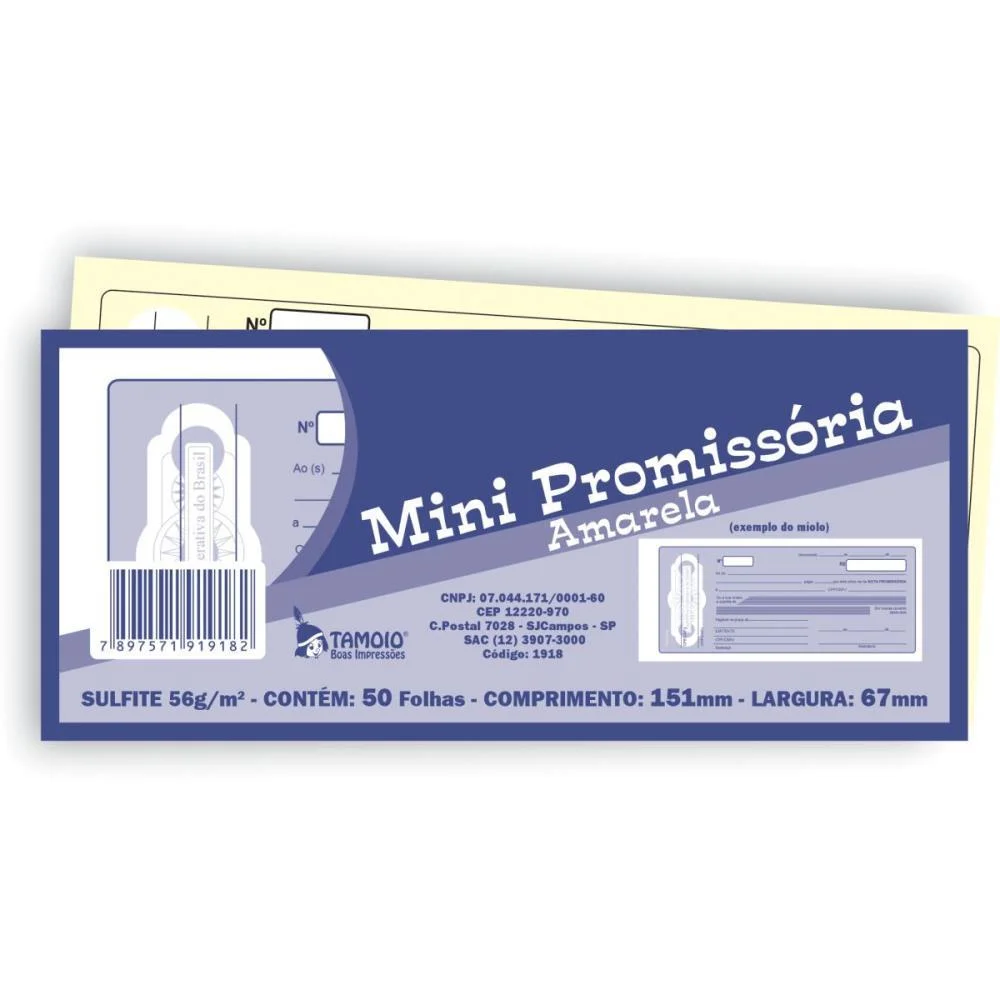 Impresso Talao Nota Mini Promissoria Am 50Fls Tamoio (Pct.c/05) - imagem 3