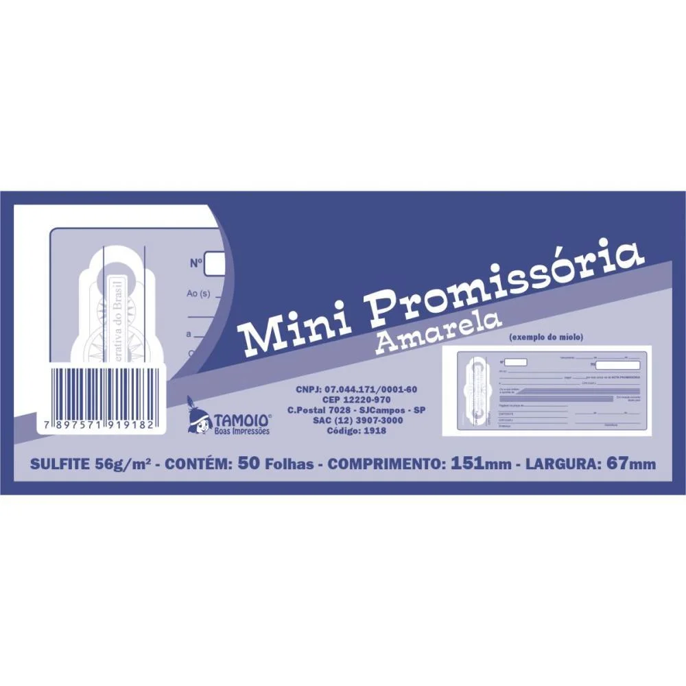 Impresso Talao Nota Mini Promissoria Am 50Fls Tamoio (Pct.c/05) - imagem 4