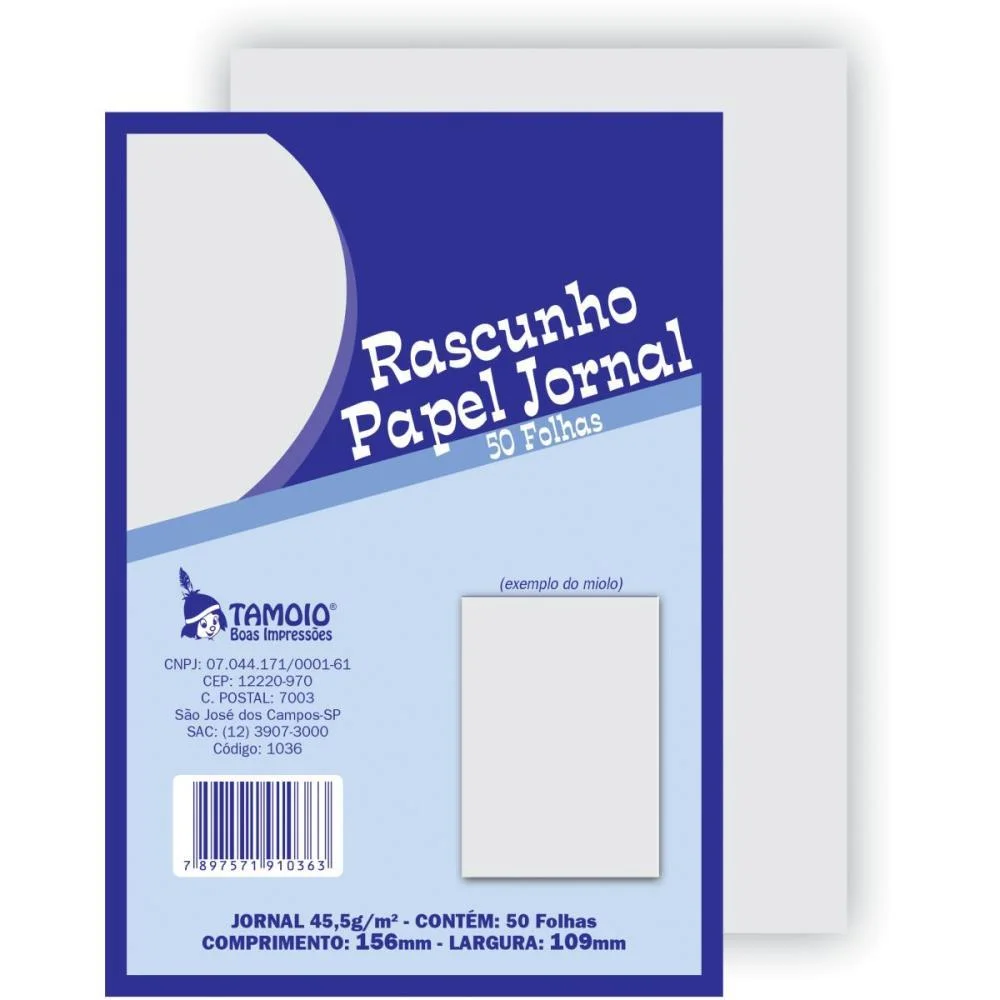 Bloco Para Rascunho Jornal 1/36 50Fls Tamoio (Pct.c/05) - imagem 2