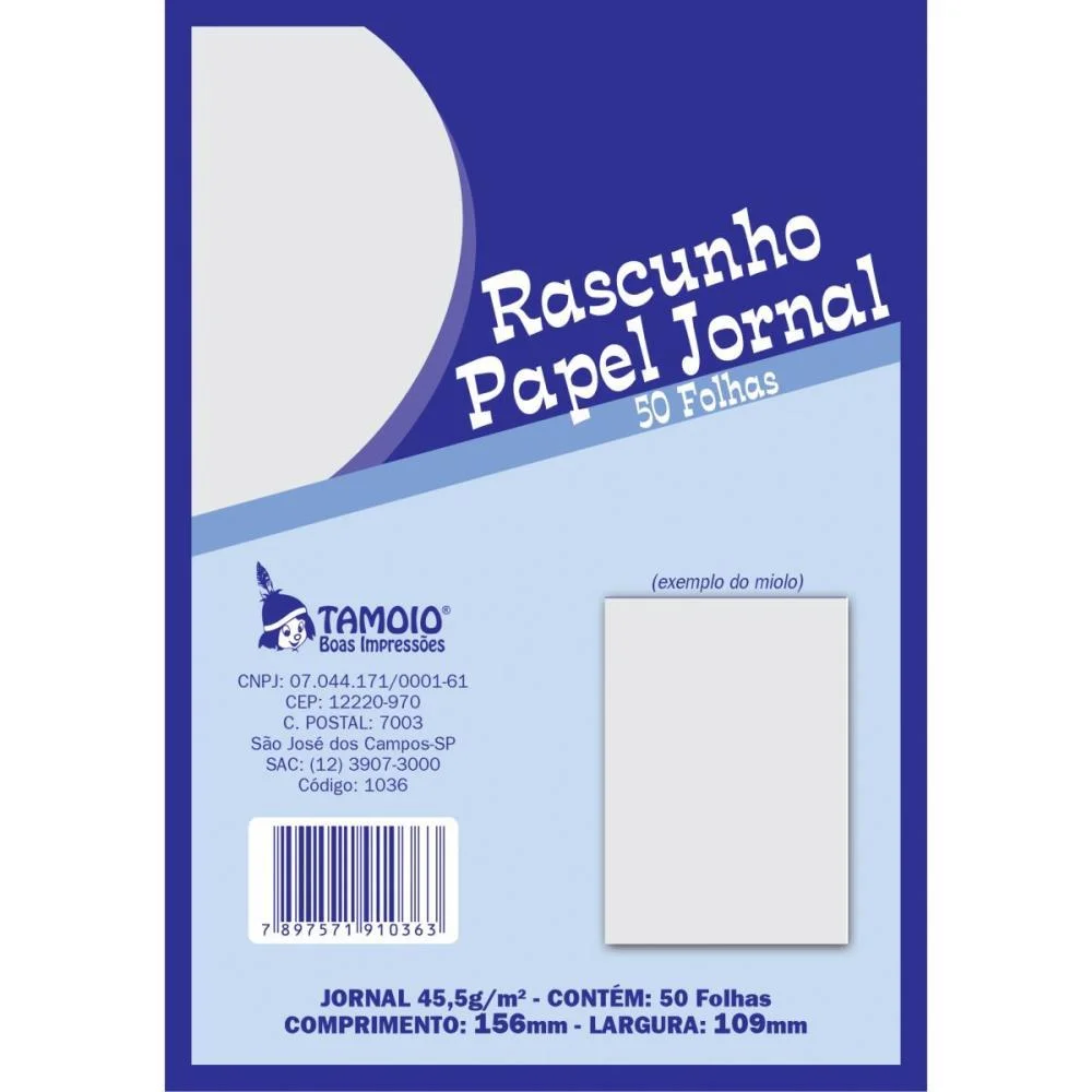 Bloco Para Rascunho Jornal 1/36 50Fls Tamoio (Pct.c/05) - imagem 3