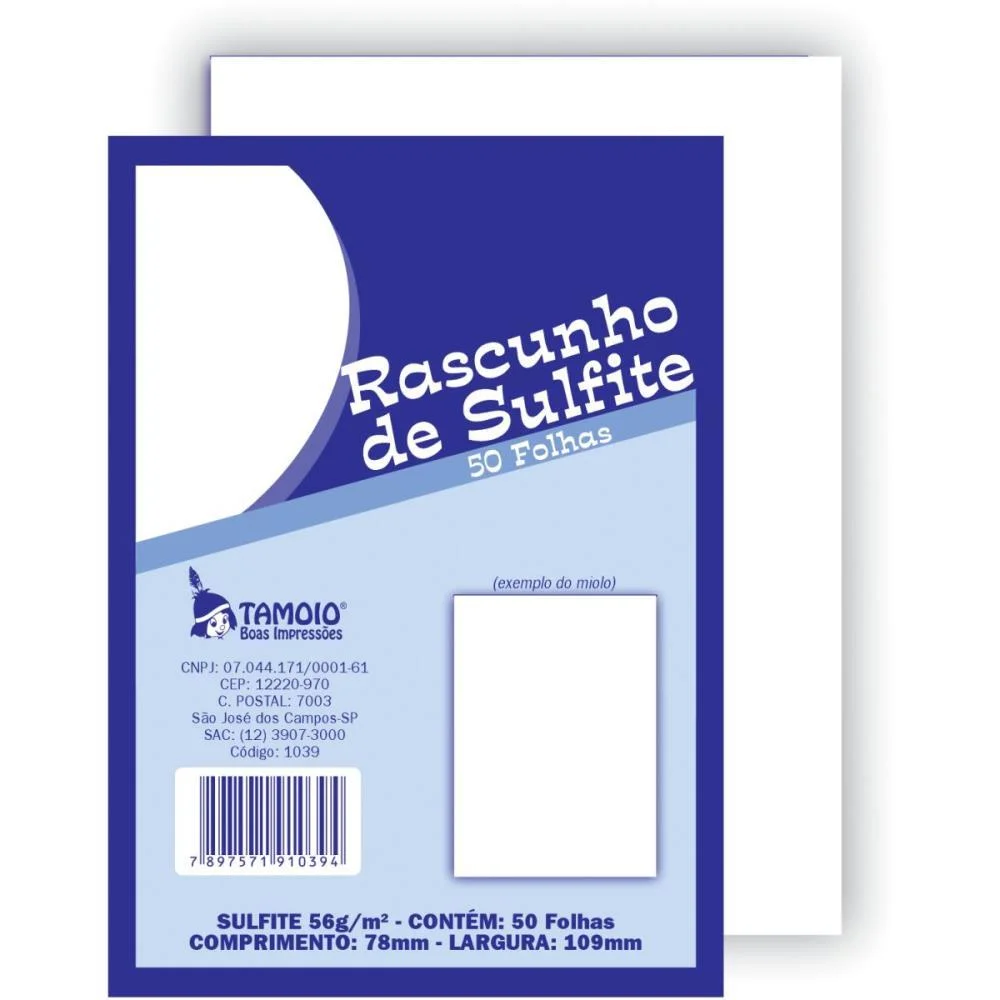 Bloco Para Rascunho Sulfite 1/72 50Fls Tamoio (Pct.c/05) - imagem 2
