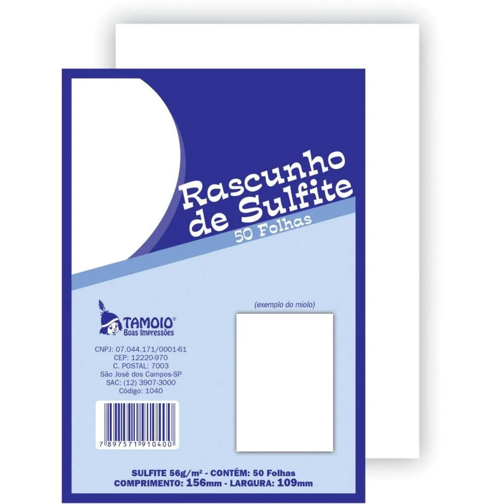 Bloco Para Rascunho Sulfite 1/36 50Fls Tamoio (Pct.c/05) - imagem 2