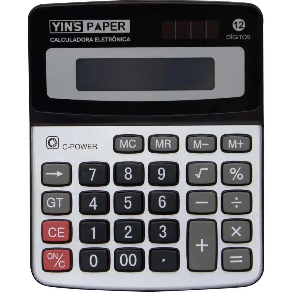 Calculadora De Mesa 12 Digitos Com Som Prata Yins - imagem 2