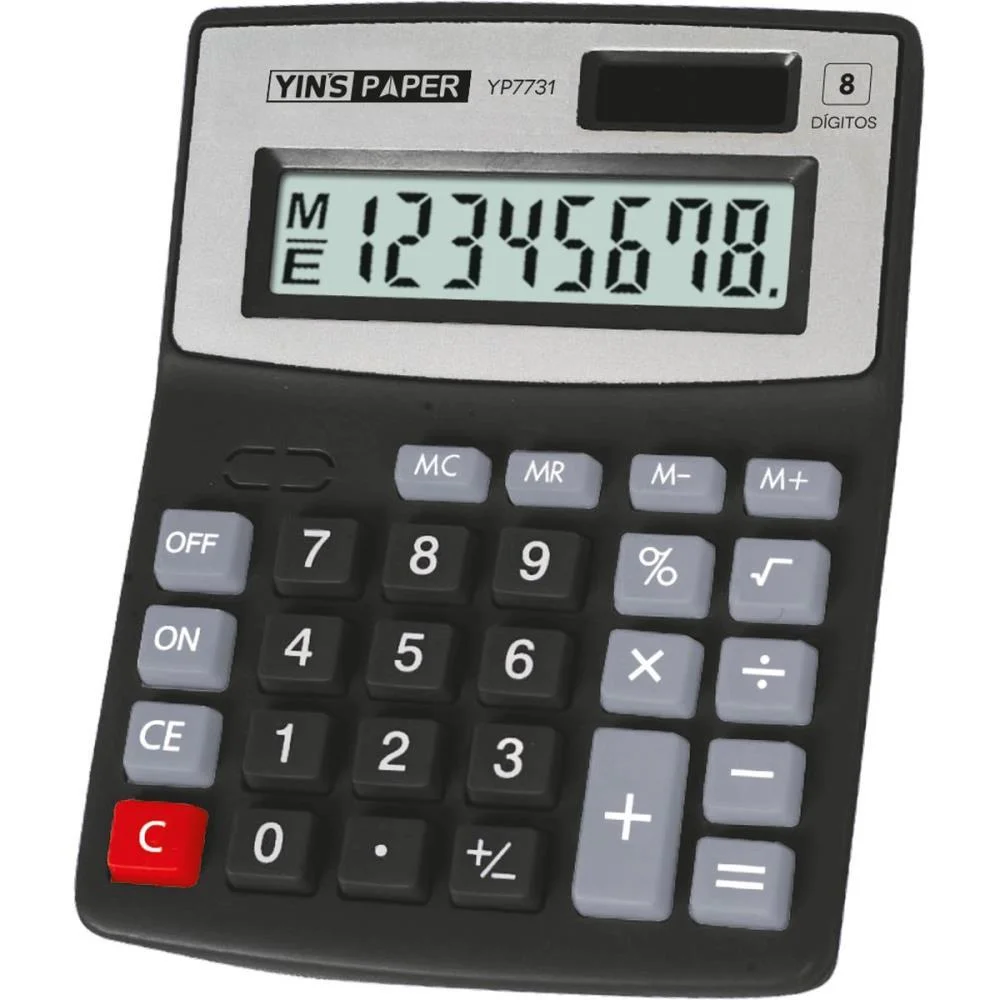 Calculadora De Mesa 8 Digitos Preto/Prata Yins - imagem 2