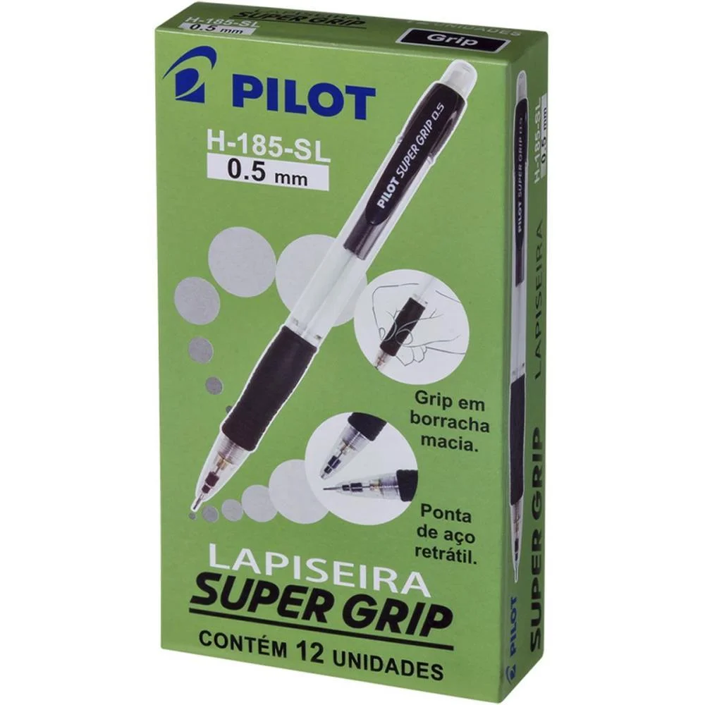 Lapiseira 0.5Mm Supergrip 0.5 H-185 Preta Pilot (Cx.c/12) - imagem 3