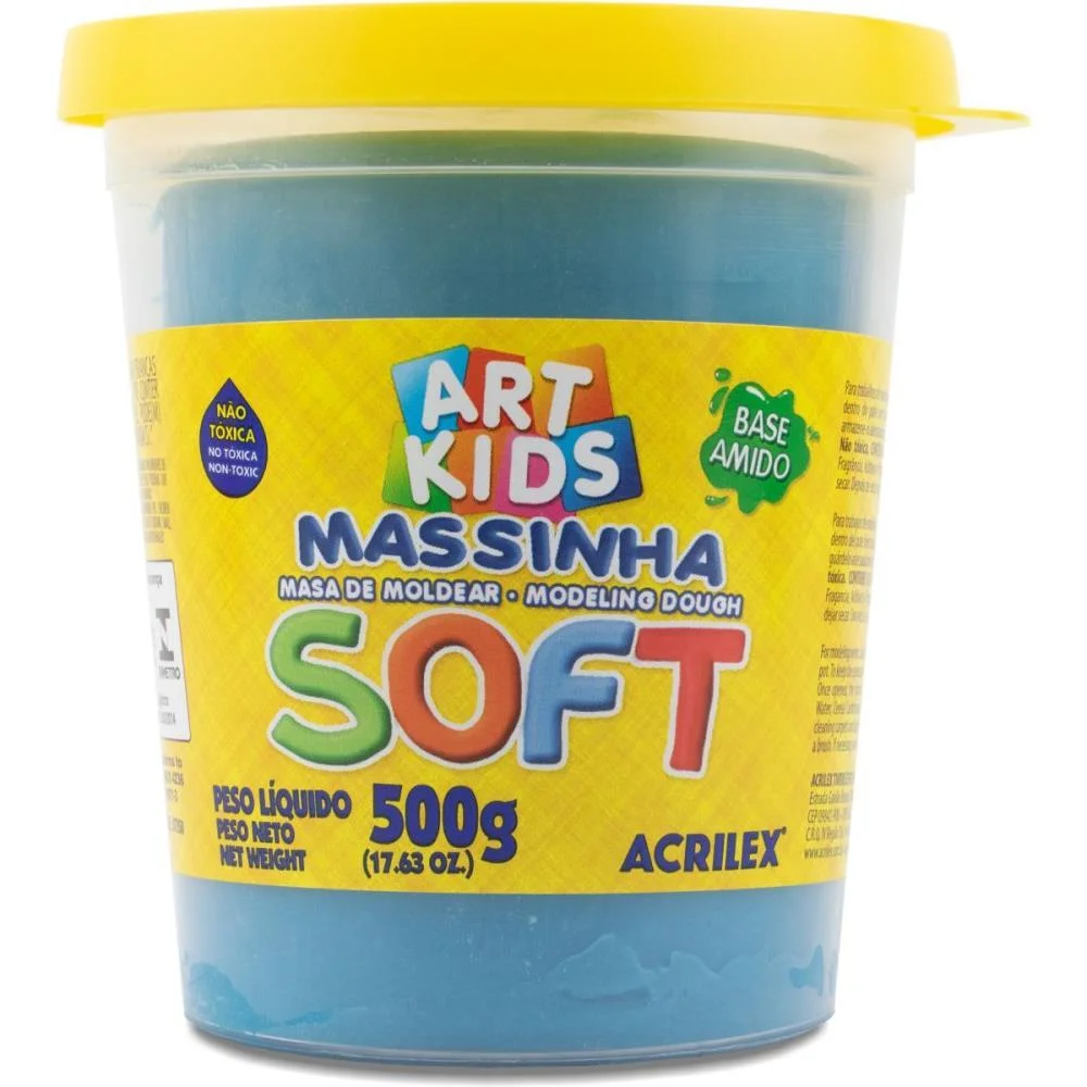 Massa Para Modelar Soft 500G.azul Bs.amido Acrilex (Pote) - imagem 3