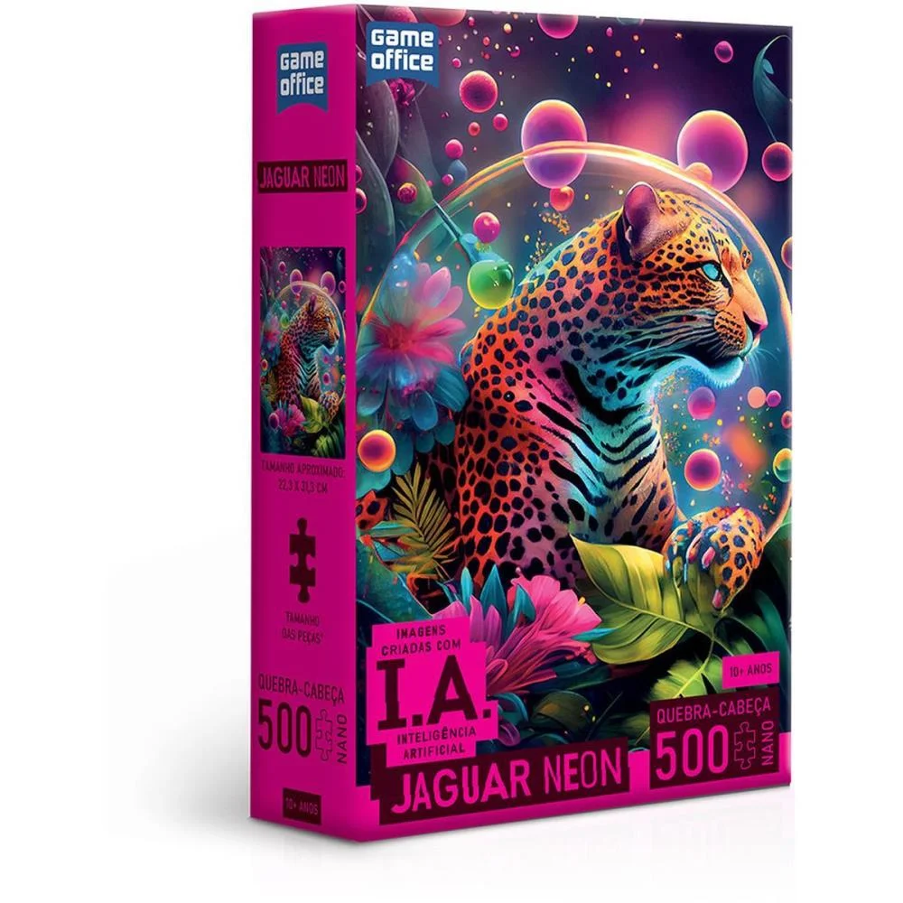 Quebra-Cabeca Cartonado Ia Jaguar Neon 500Pcs Nano Toyster - imagem 2