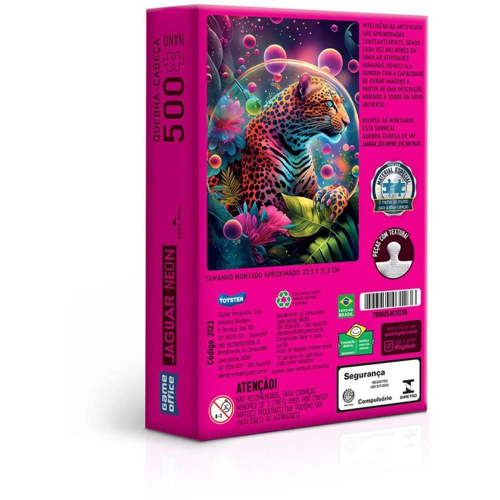 Quebra-Cabeca Cartonado Ia Jaguar Neon 500Pcs Nano Toyster - imagem 5