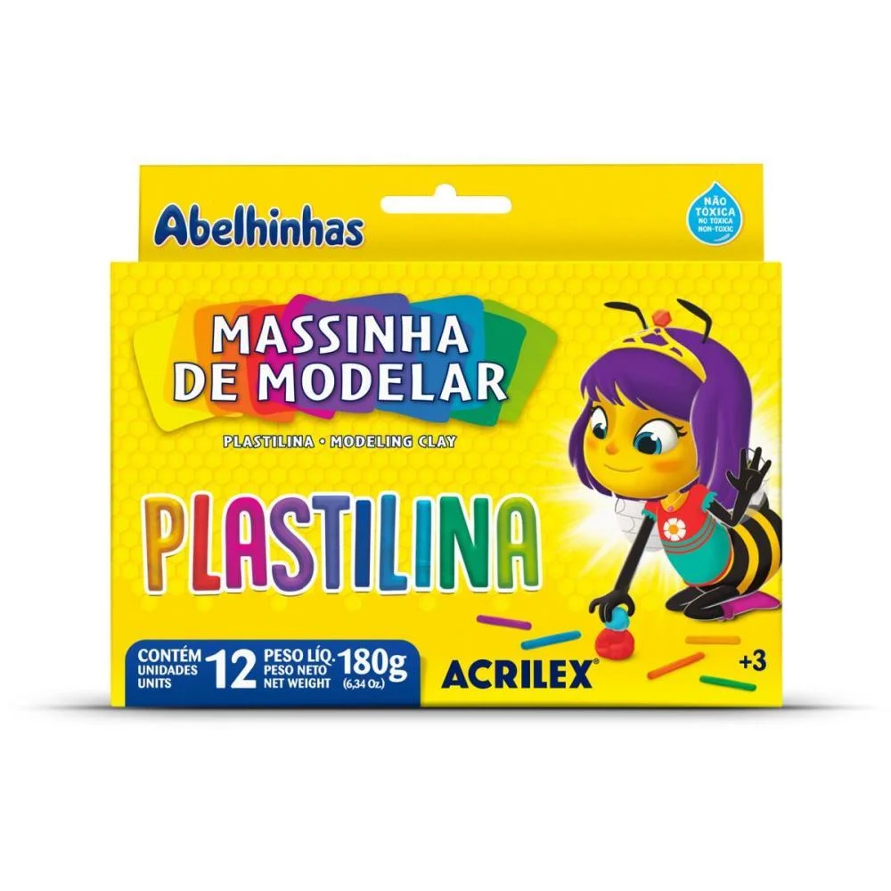 Massa Para Modelar Plastilina C/12 Cores 180G Acrilex (Pct.c/12) - imagem 3