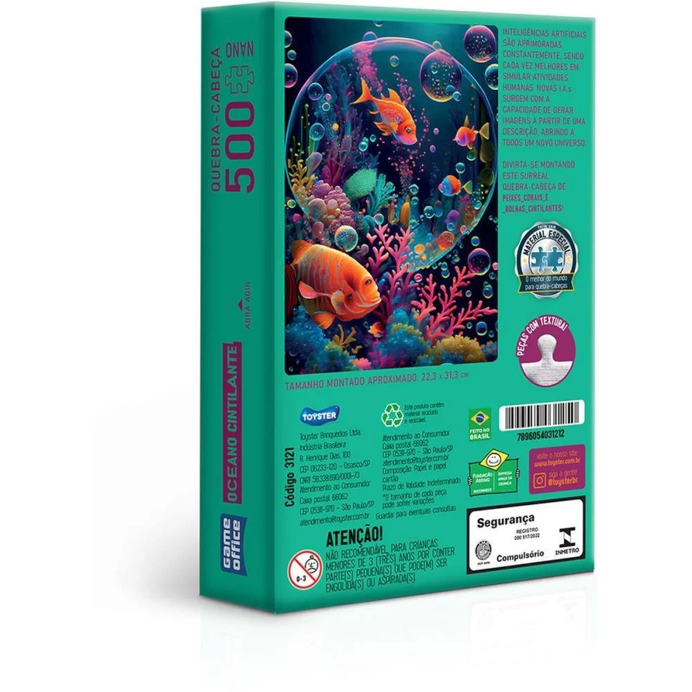 Quebra-Cabeca Cartonado Ia Oceano Cintil.500Pcs Nano Toyster - imagem 5