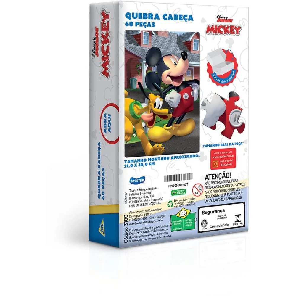 Quebra-Cabeca Cartonado Mickey 60Pcs Toyster - imagem 5