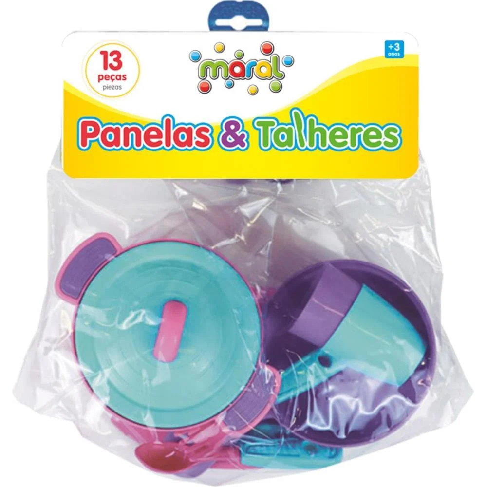 Brincando De Casinha Panelas E Talheres Rosa 13Pcs Maral - imagem 4