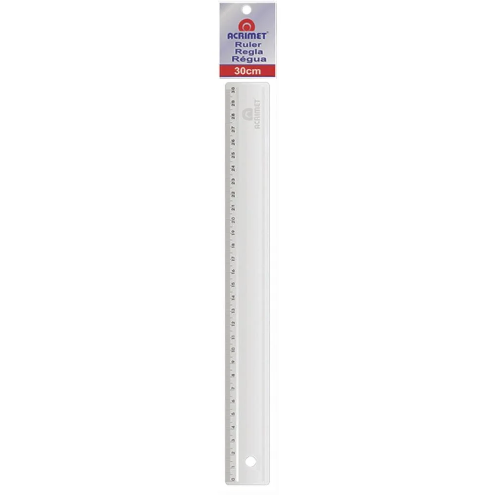 Regua De Poliestireno Transparente 30Cm. Acrimet C/ 24 Unidades - imagem 2