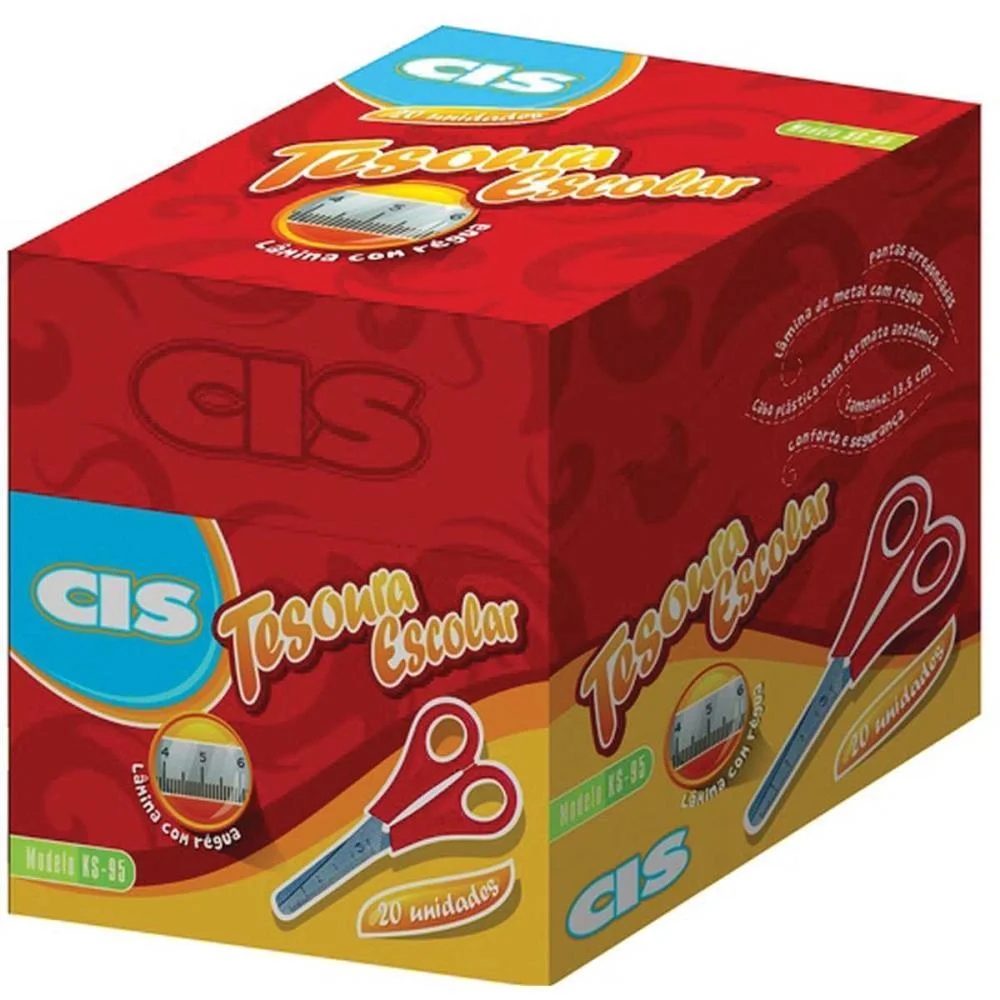 Tesoura Escolar Cis Ks-95C/Regua Plast 13,5Cm Sertic C/ 20 Unidades - imagem 4