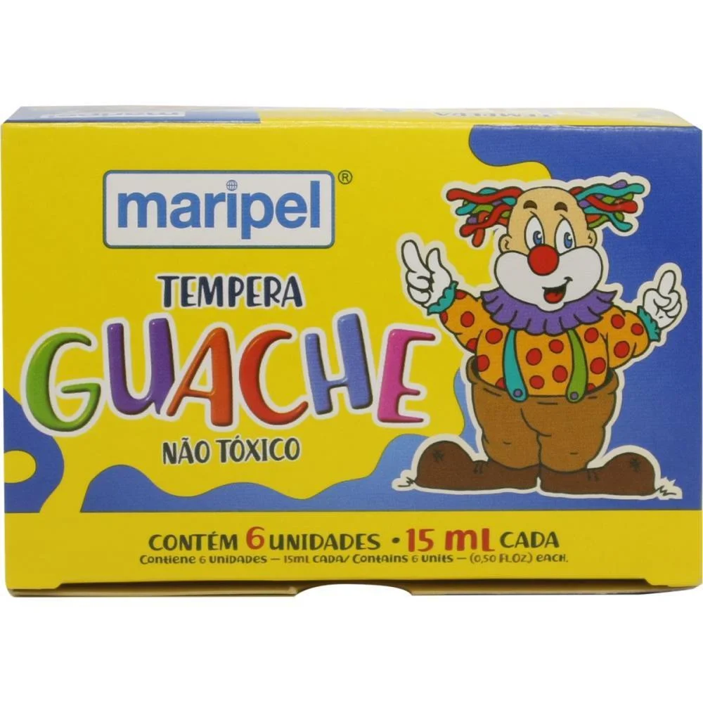 Tinta Guache 015Ml 06 Cores Maripel (Estojo) - imagem 3