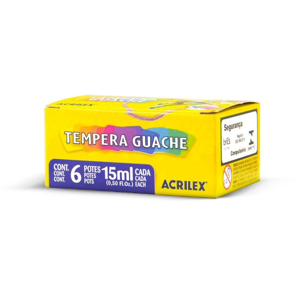 Tinta Guache 015Ml 06 Cores Acrilex (Pct.c/12) - imagem 3