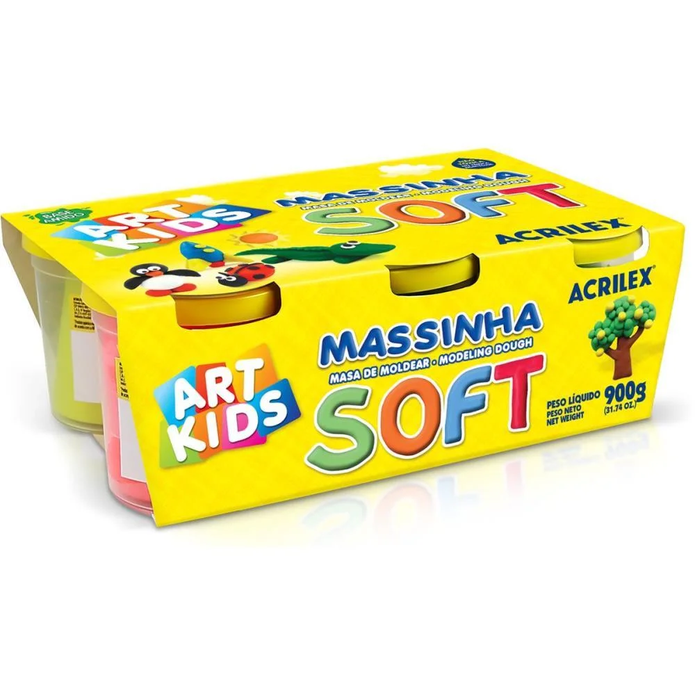 Massa Para Modelar Soft 150G.c/06 Cor.fl.bs.amido Acrilex (Caixa) - imagem 3
