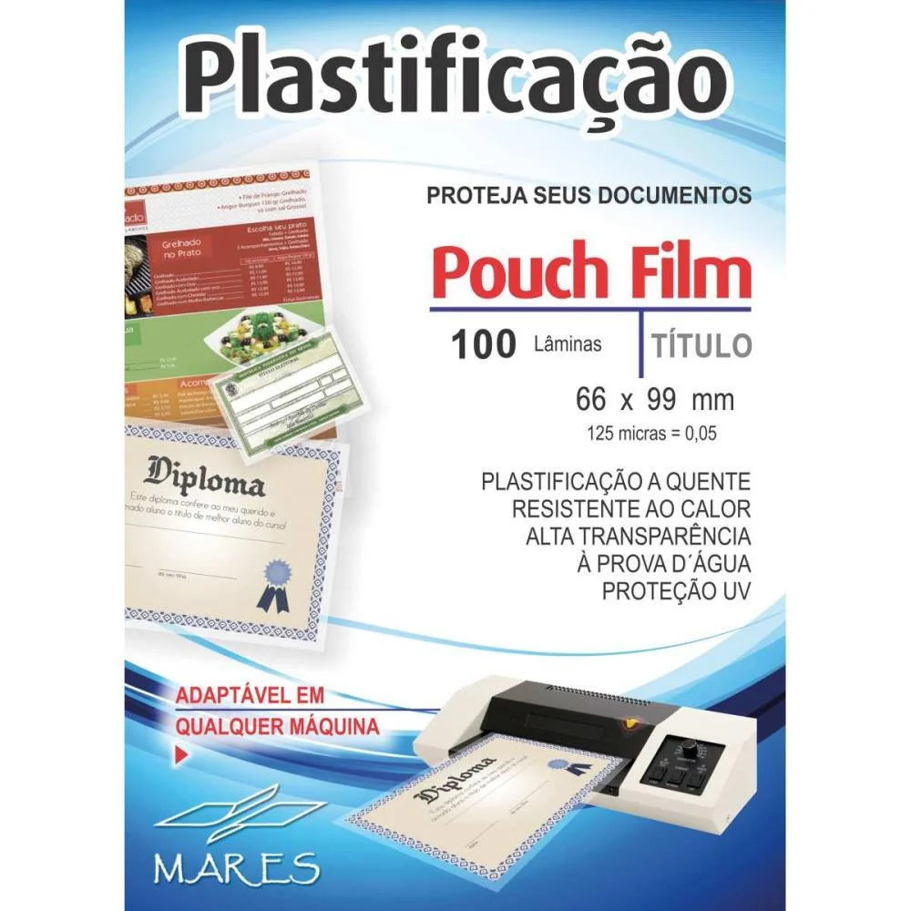 Plastico Para Plastificacao Pouch Film Titulo 66X99 (0,05) Mares (Conj/100) - imagem 5