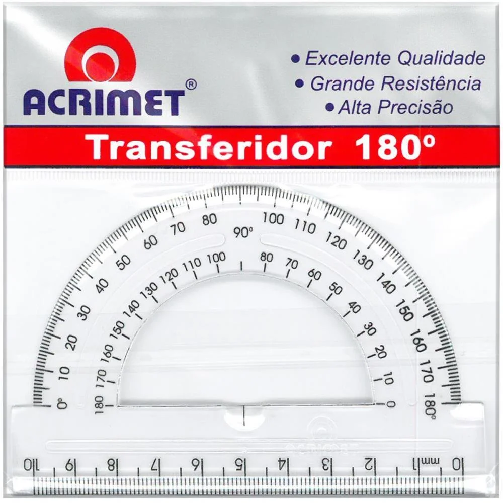 Transferidor Poliestireno 180 Graus Cristal Acrimet - imagem 3