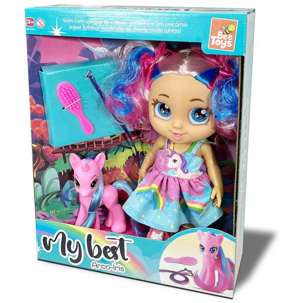 Boneca My Best Arco Iris C/Unicornio Bee Toys - imagem 7