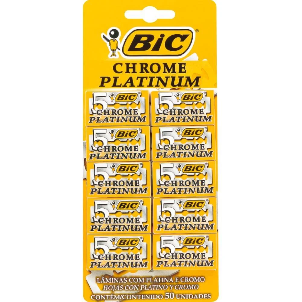 Lamina Para Barbear Chrome Platinum 10Blx5Laminas Bic (Blister) - imagem 3