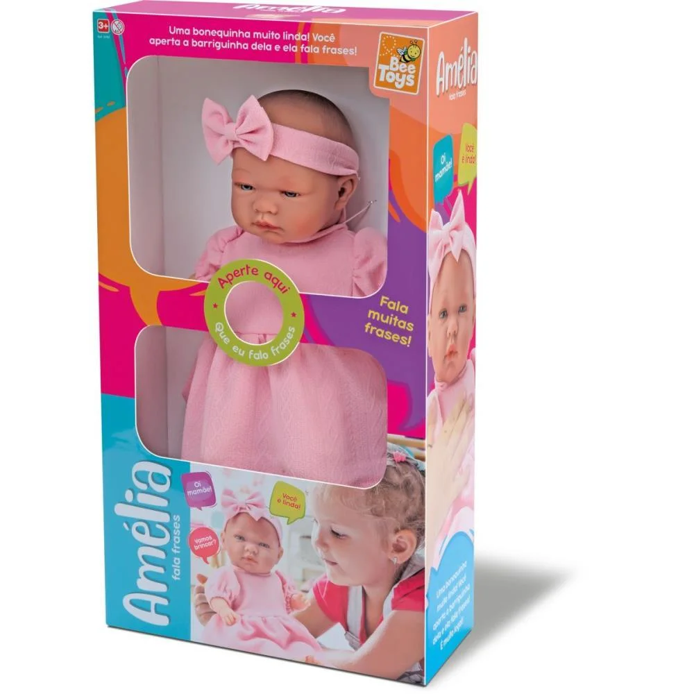 Boneca Com Mecanismo Amelia Frases 25Cm Bee Toys - imagem 4