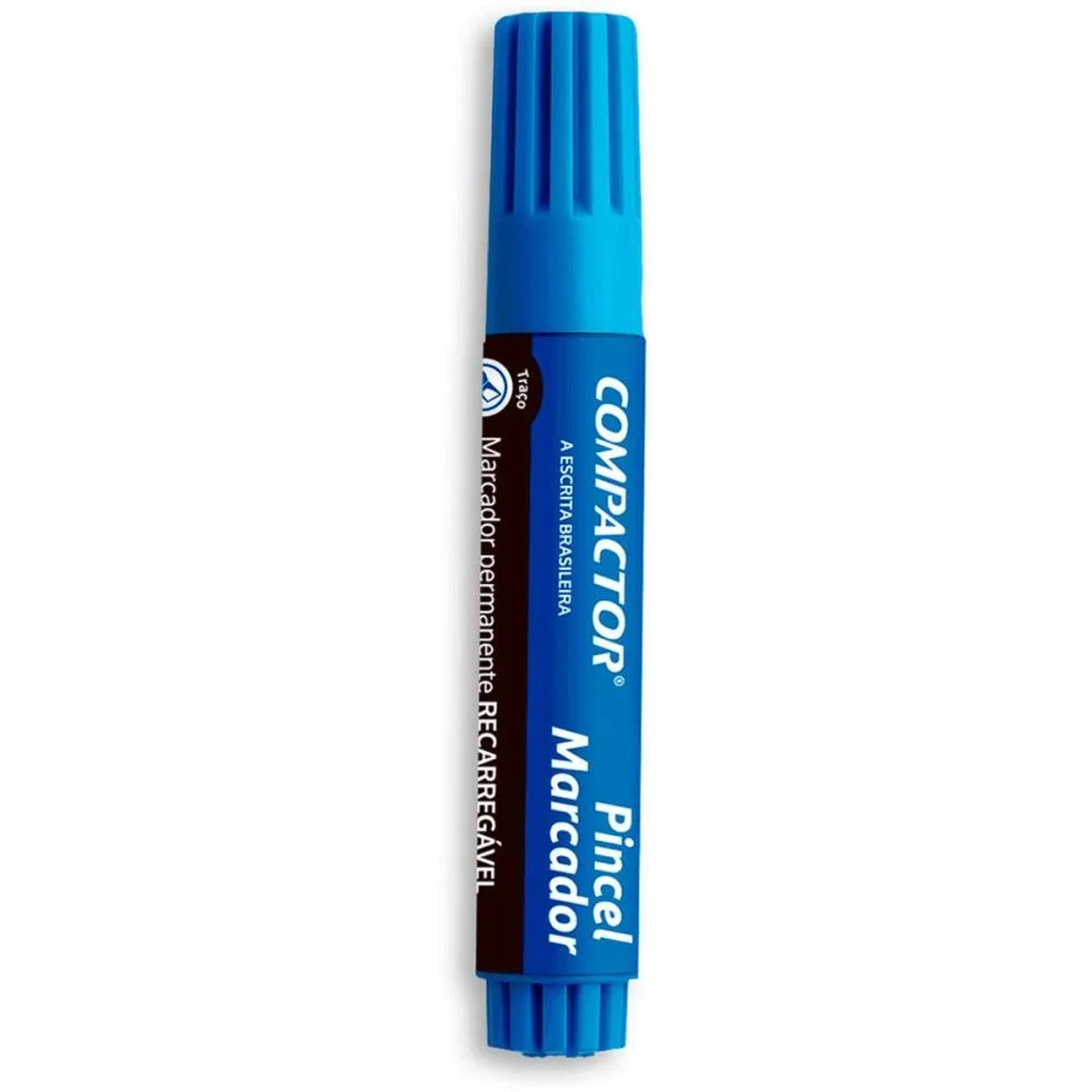 Pincel Marcador Permanente Recarregavel 4 E 8Mm Azul Compactor (Cx.c/12) - imagem 2