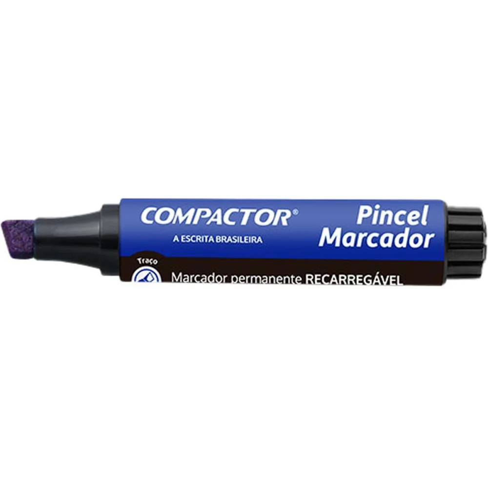 Pincel Marcador Permanente Recarregavel 4 E 8Mm Azul Compactor (Cx.c/12) - imagem 5