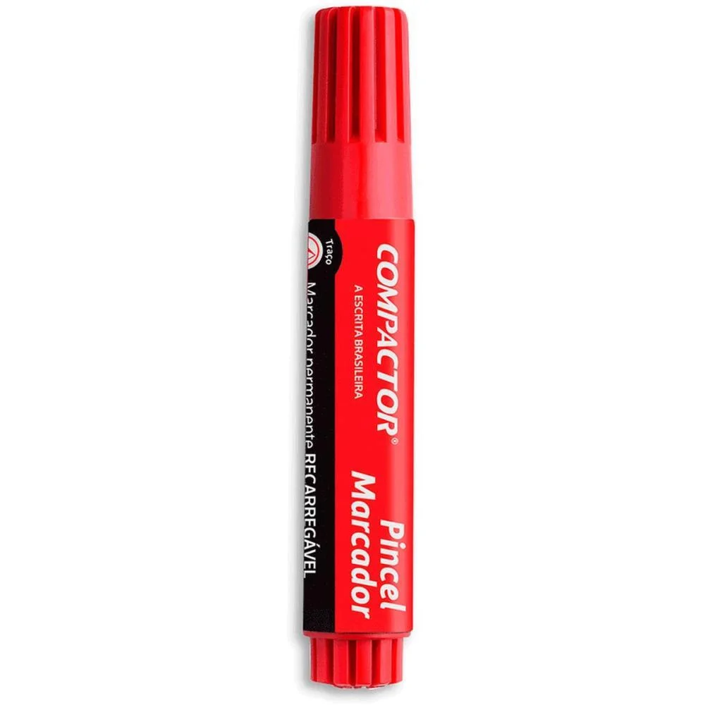 Pincel Marcador Permanente Recarregavel 4 E 8Mm Vermelho Compactor (Cx.c/12) - imagem 2