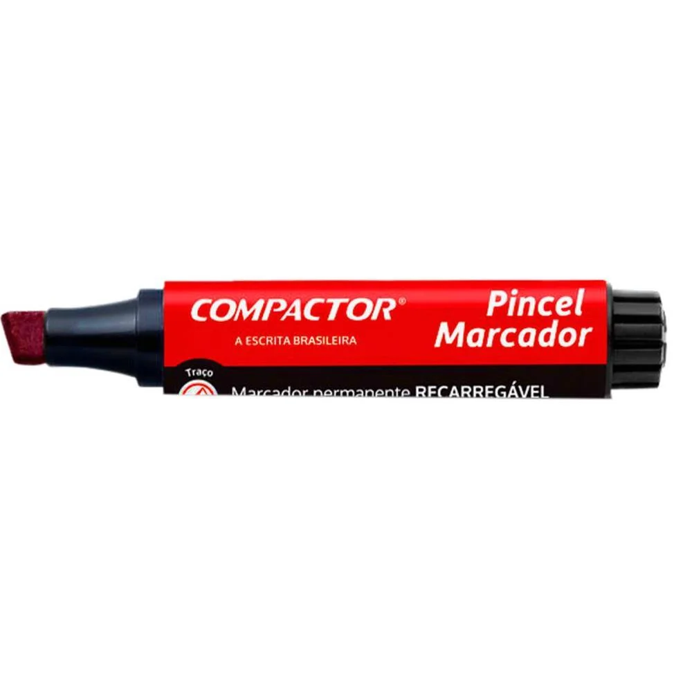 Pincel Marcador Permanente Recarregavel 4 E 8Mm Vermelho Compactor (Cx.c/12) - imagem 5