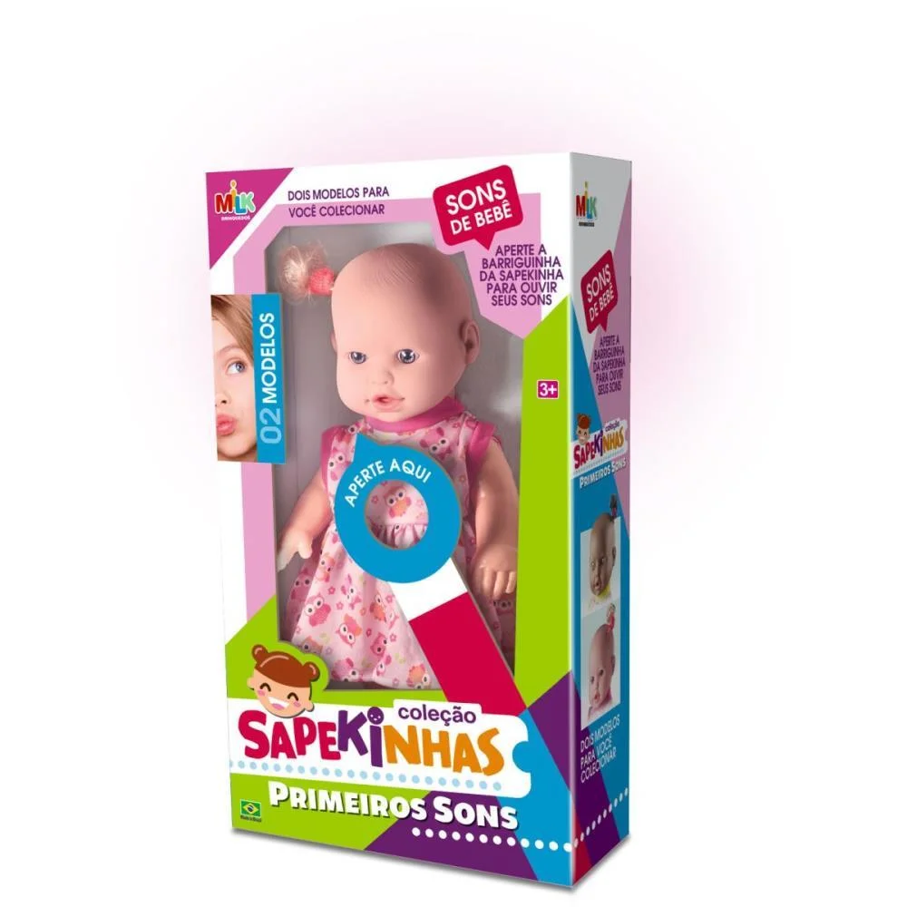 Boneca Com Mecanismo Sapekinha Primeiros Sons Milk - imagem 4