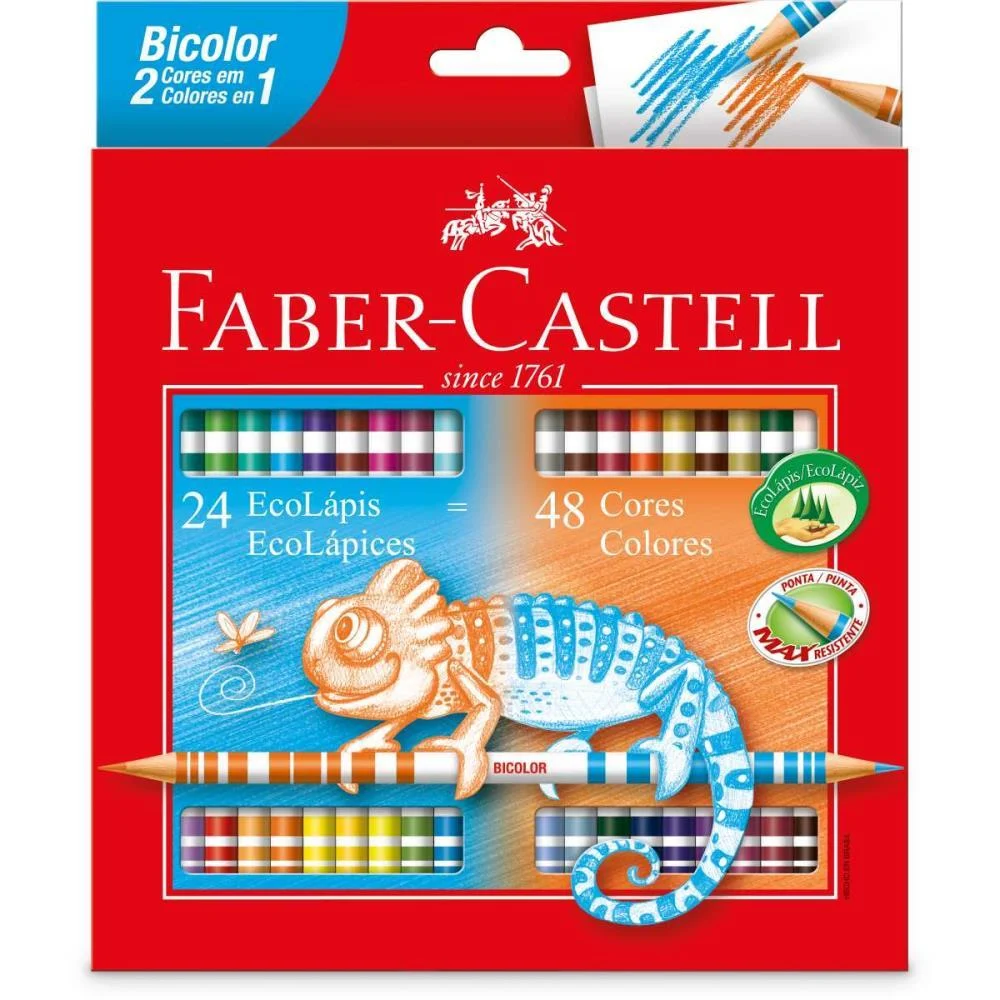Lapis De Cor Redondo Ecolapis Bicolor 48 Cores Faber-Castell (Pct.c/06) - imagem 3