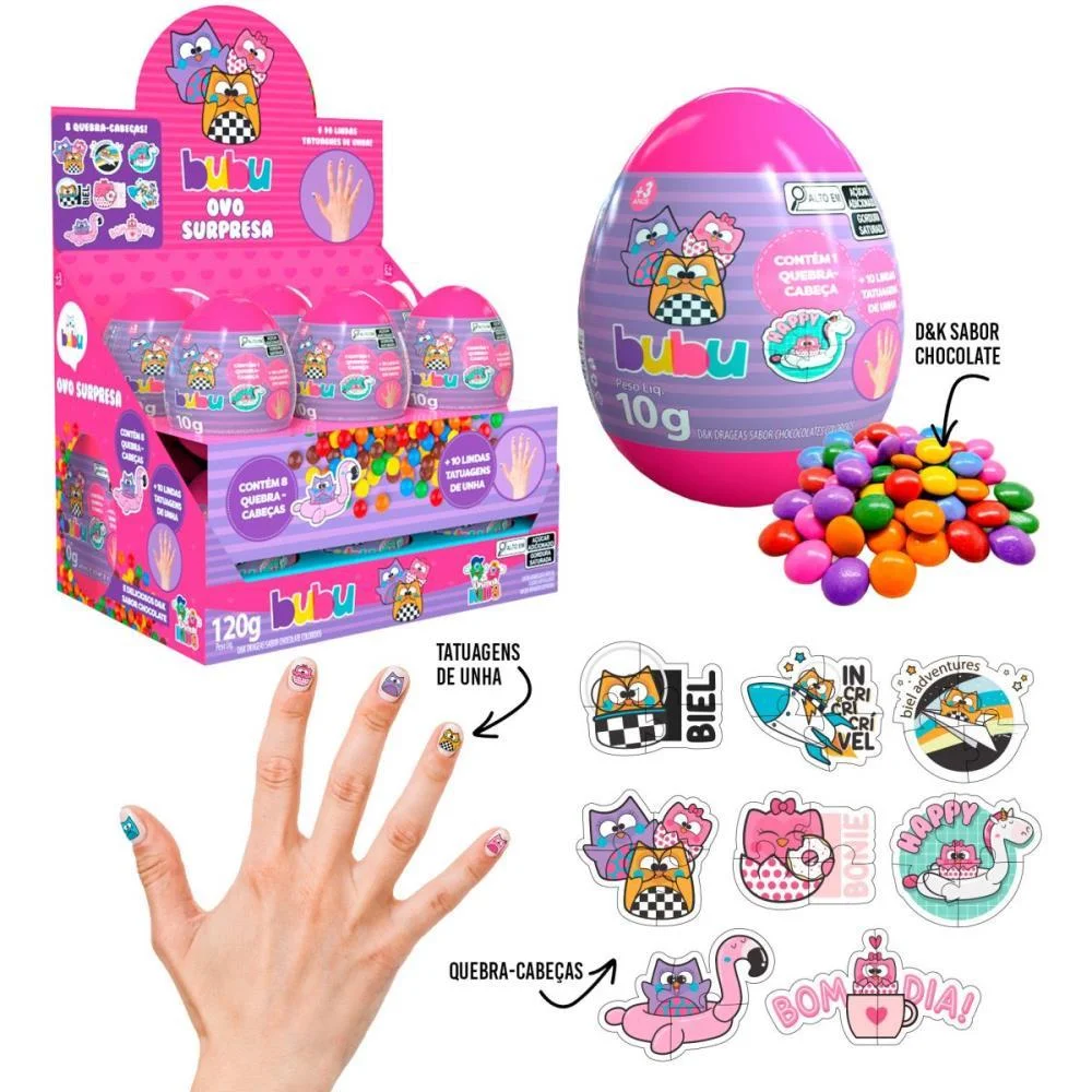 Doce Ovo Surpresa Bubu Divino Kids C/ 12 Unidades - imagem 2