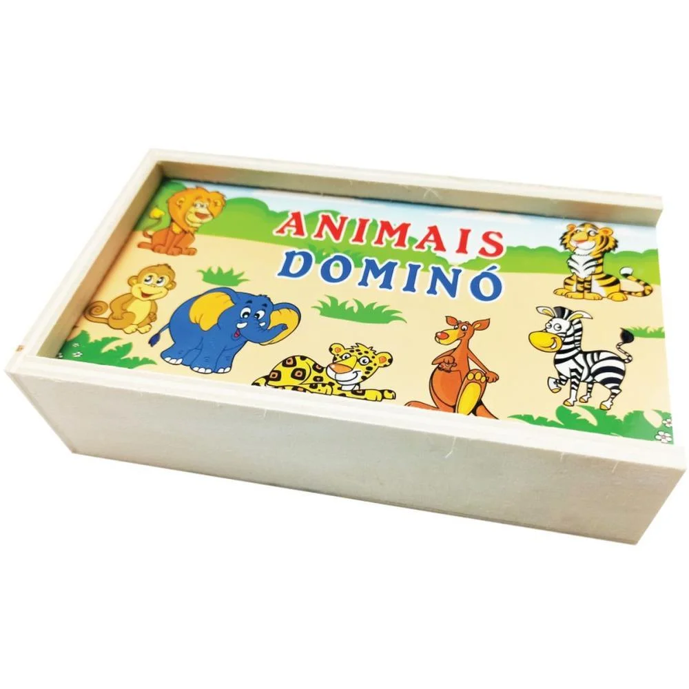Domino Animais Em Madeira 28Pcs Toy Mix - imagem 3
