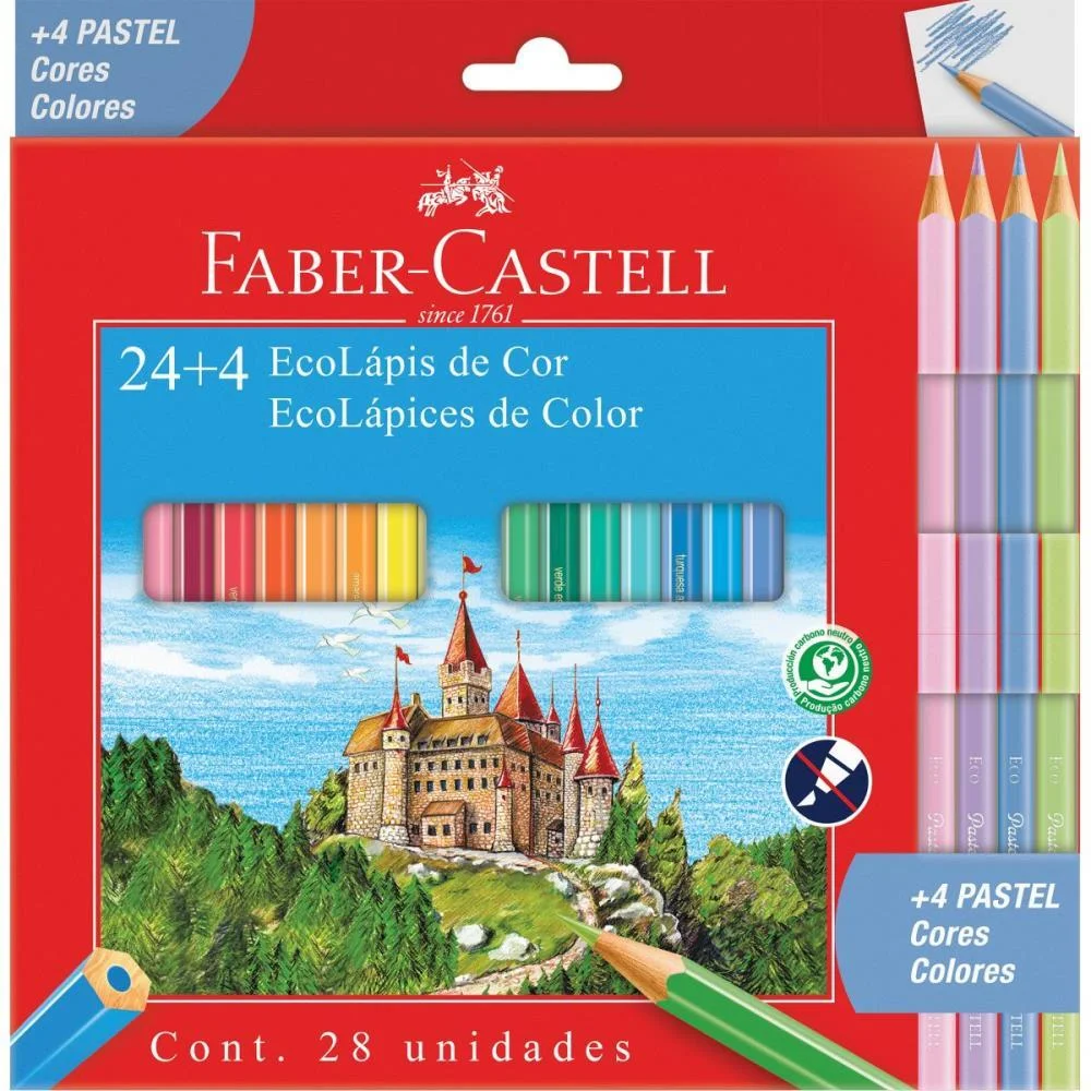 Lapis De Cor Sextavado Ecolapis 24Cores + 4Pastel Faber-Castell (Pct.c/06) - imagem 2