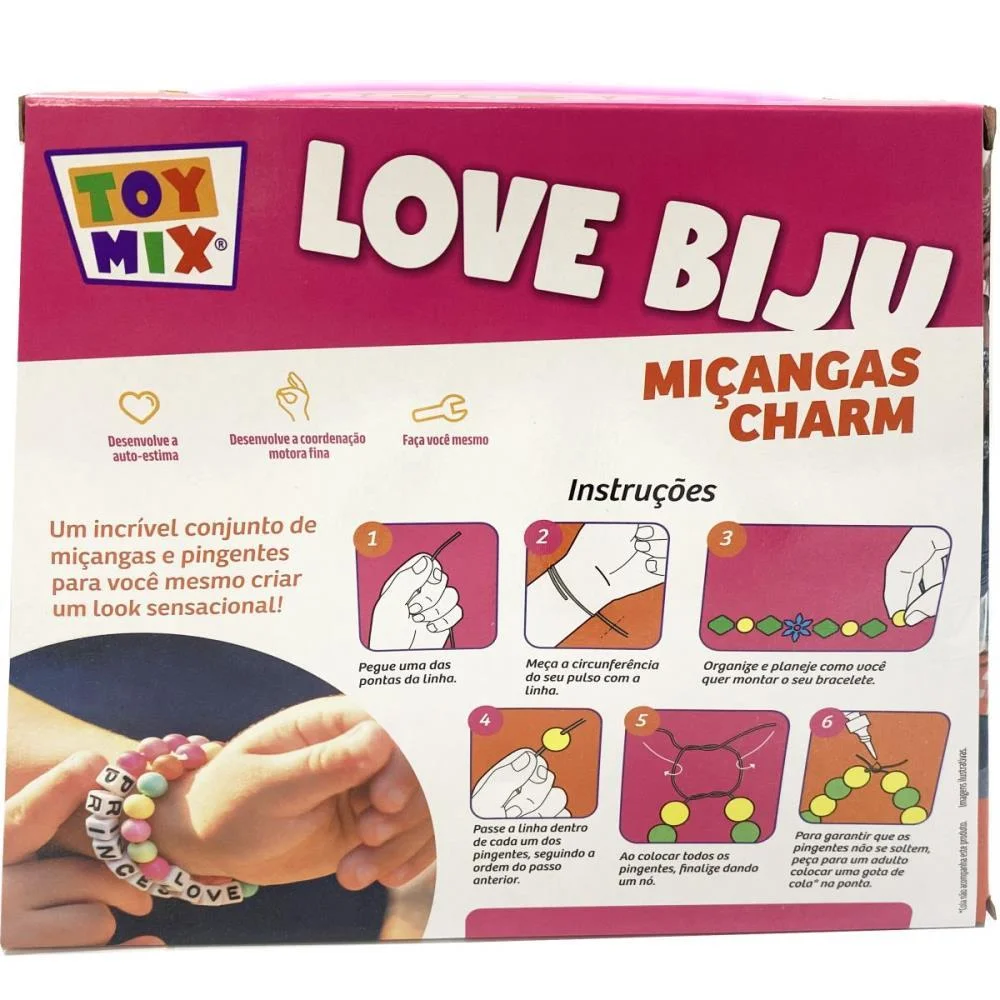 Bijuteria E Micanga Love Biju Charm 300Pcs+Fio Toy Mix - imagem 4