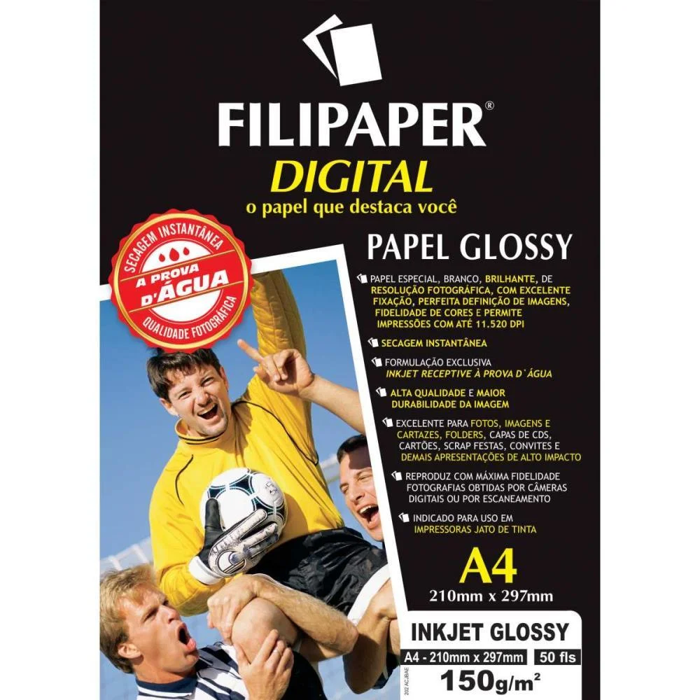 Papel Fotografico Inkjet A4 Glossy 150G Filiperson (Cx.c/50) - imagem 3