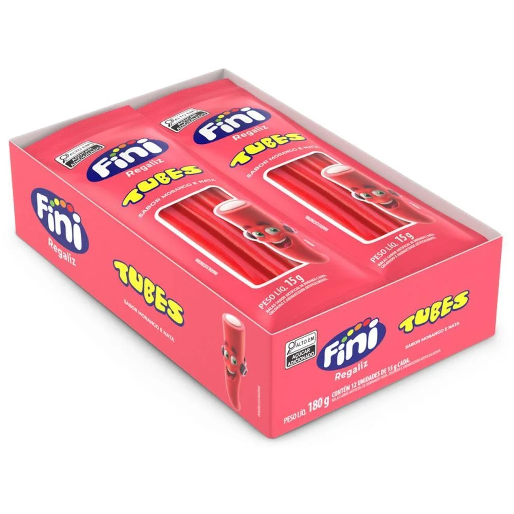 Doce Tubes Morango 15G. Fini C/ 12 Unidades - imagem 3