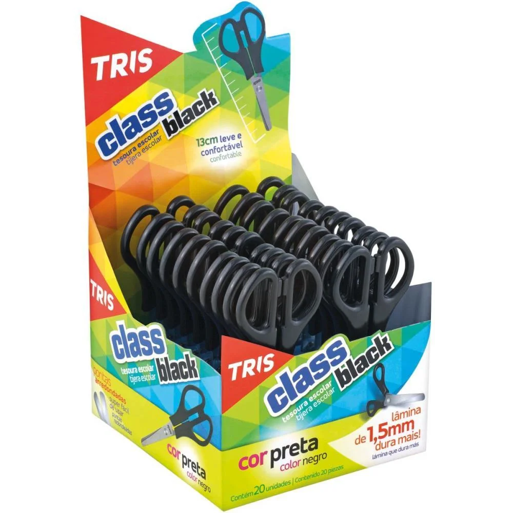 Tesoura Escolar Tris Class Basic 13Cm 3Cores Summit (Cx.c/20) - imagem 3